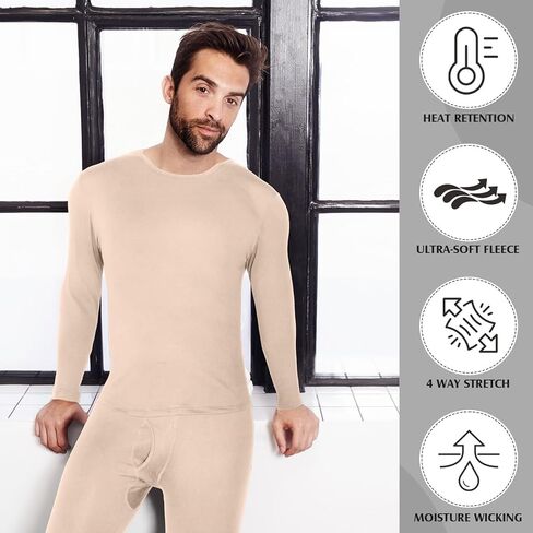 Patelai 3 Sets Men's Thermal Underwear Long Johns Base Layer with Fleece Lined for Winter Cold Weather in Saudi Arabia