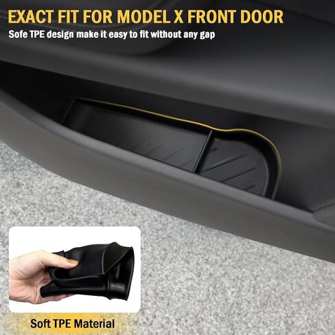For Tesla X Door Side Storage Box - TPE Front Door Organizer Tray, Recessed & Washable Door Slot Pockets Accessories for Tesla Model X 2024 2023 2022 (2PC) in Saudi Arabia
