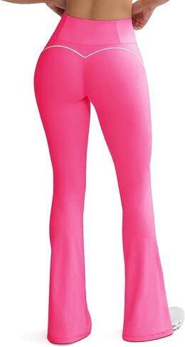 SEASUM Flare Leggings for Women Exposed Contour Stitching Bell Bottom High Waisted Soft Active Contrast-Trim Flared Trousers in Kuwait