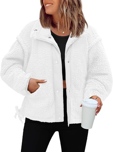 Tanakneo Womens Fuzzy Fleece Jackets Casual Long Sleeve Sherpa Coats Winter Warm Outerwear in Saudi Arabia