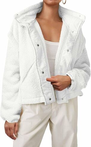 Tanakneo Womens Fuzzy Fleece Jackets Casual Long Sleeve Sherpa Coats Winter Warm Outerwear in Saudi Arabia