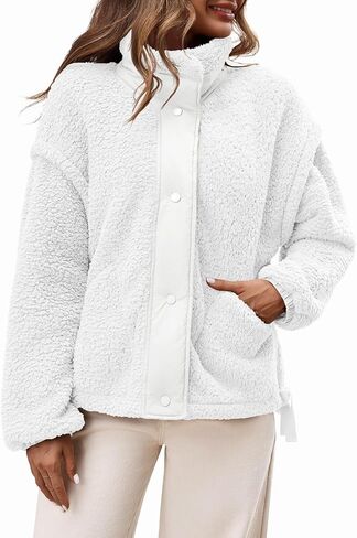 Tanakneo Womens Fuzzy Fleece Jackets Casual Long Sleeve Sherpa Coats Winter Warm Outerwear in Saudi Arabia