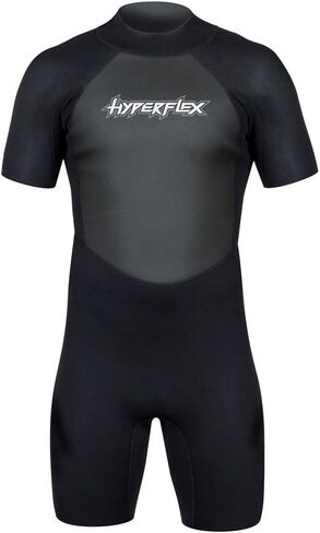 بدلة غطس قصيرة 2.5 ملم للرجال والنساء من HYPERFLEX - ركوب الأمواج، الرياضات المائية، الغوص، الغطس - مريحة، مرنة، ملائمة تشريحيًا، ياقة قابلة للتعديل، سحاب خلفي in Saudi Arabia