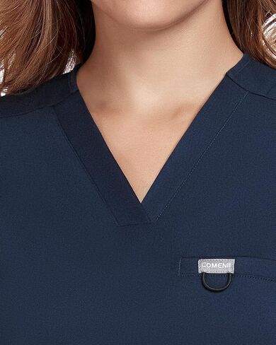 COMENII Scrubs for Women, 1 Chest Pocket V-Neck Tailored Fit Workwear, Easy Care Medical Scrub Tops Women in Saudi Arabia