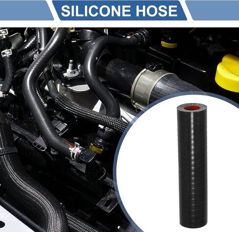 X AUTOHAUX 1 Set 20mm 0.79" ID 100mm 3.94" Length 0 Degree Black Red Car Silicone Hose with Clamps Coolant Hose Universal in Saudi Arabia