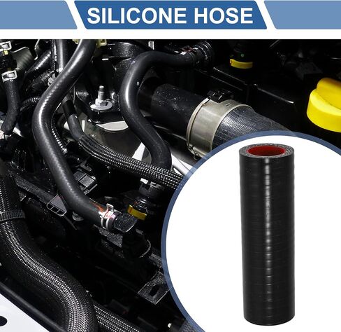 X AUTOHAUX 1 Set 20mm 0.79" ID 100mm 3.94" Length 0 Degree Black Red Car Silicone Hose with Clamps Coolant Hose Universal in Saudi Arabia