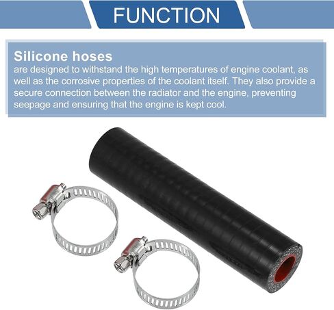X AUTOHAUX 1 Set 20mm 0.79" ID 100mm 3.94" Length 0 Degree Black Red Car Silicone Hose with Clamps Coolant Hose Universal in Saudi Arabia