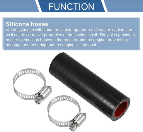X AUTOHAUX 1 Set 20mm 0.79" ID 100mm 3.94" Length 0 Degree Black Red Car Silicone Hose with Clamps Coolant Hose Universal in Saudi Arabia