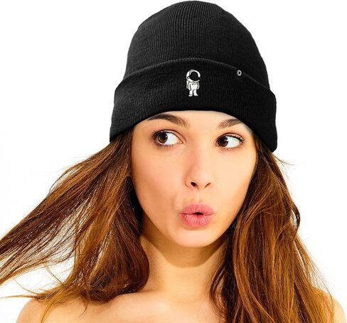 DALIX Embroidered Astronaut Beanie Cap Cuffed Knit Hat Men Women in Kuwait
