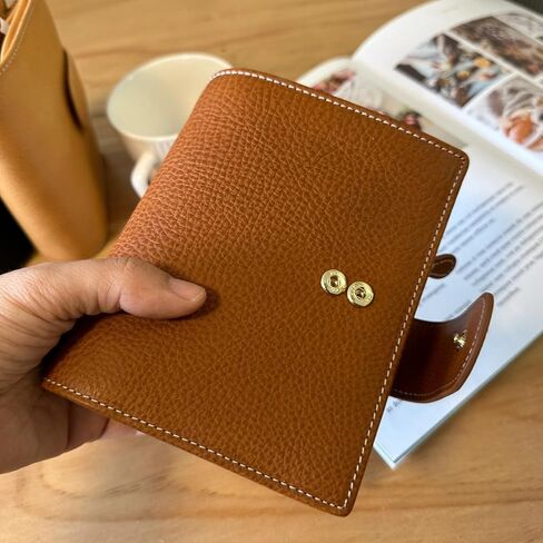 دفتر ملاحظات A7 منظم من الجلد الطبيعي من Minerva Box، دفتر ملاحظات بحجم الجيب مع مخطط حلقات ستالوجي مع دفتر مذكرات جدول أعمال صغير مقاس 25 مم (بني كونياك) in Kuwait