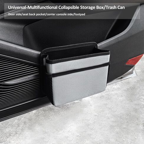 2 in 1 Foldable Car Trash Can, Waterproof Trash Can Storage Bag, Collapsible Portable Auto Garbage Bag Large Capacity Trashcan, Car Storage Bag Multipurpose Car Organizer (Grey) in Saudi Arabia