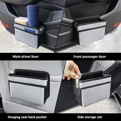 2 in 1 Foldable Car Trash Can, Waterproof Trash Can Storage Bag, Collapsible Portable Auto Garbage Bag Large Capacity Trashcan, Car Storage Bag Multipurpose Car Organizer (Grey) in Saudi Arabia