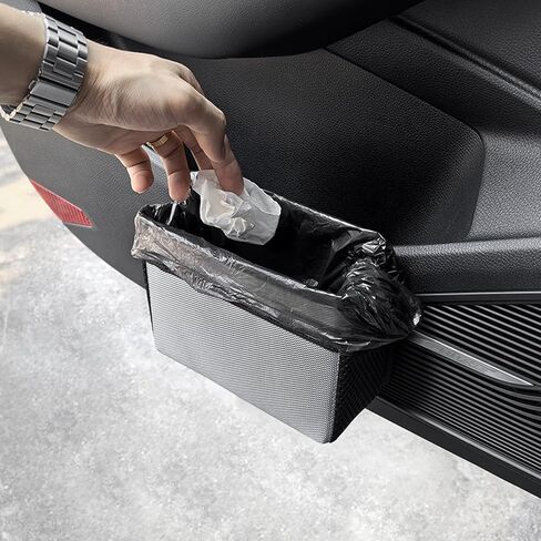 2 in 1 Foldable Car Trash Can, Waterproof Trash Can Storage Bag, Collapsible Portable Auto Garbage Bag Large Capacity Trashcan, Car Storage Bag Multipurpose Car Organizer (Grey) in Saudi Arabia