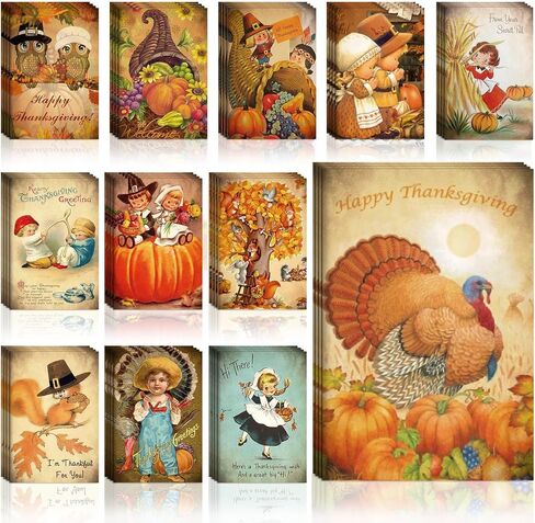 Yeaqee 48 Pieces Thanksgiving Vintage Notebook 4.92 x 3.15 Inch Retro Mini Notepad Fall Autumn Pumpkin Turkey Pocket Memo Pad Goodie Bag Stuffer Gifts for Kids Classroom School Party Favors in Saudi Arabia