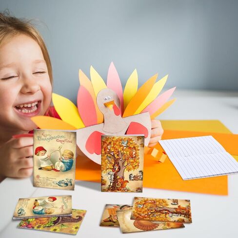 Yeaqee 48 Pieces Thanksgiving Vintage Notebook 4.92 x 3.15 Inch Retro Mini Notepad Fall Autumn Pumpkin Turkey Pocket Memo Pad Goodie Bag Stuffer Gifts for Kids Classroom School Party Favors in Saudi Arabia