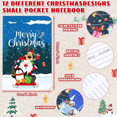 48 جهاز كمبيوتر شخصى دفاتر ملاحظات صغيرة لعيد الميلاد مع أقلام عيد الميلاد خمر دفاتر عيد الميلاد الرجعية دفاتر الجيب الصغيرة الرجعية أقلام عيد الميلاد للأطفال هدية حفلة عطلة تخزين المواد (دفتر ملاحظات صغير، 3 × 4.7 بوصة) in Kuwait