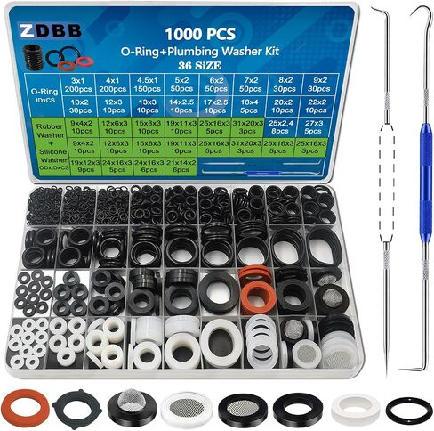 1000 قطعة 18 حجم O Ring Kit + 18 حجم غسالات مطاطية مجموعة متنوعة لصنبور السباكة أنابيب المياه خرطوم الحديقة غسالات رؤوس الدش إصلاح الحشية ووصلات الهواء أو الغاز in Saudi Arabia