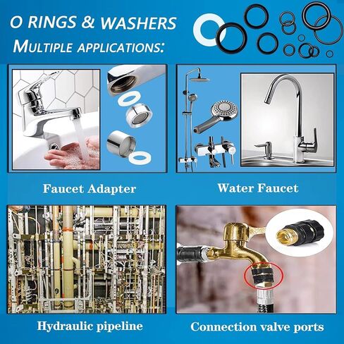 1000 قطعة 18 حجم O Ring Kit + 18 حجم غسالات مطاطية مجموعة متنوعة لصنبور السباكة أنابيب المياه خرطوم الحديقة غسالات رؤوس الدش إصلاح الحشية ووصلات الهواء أو الغاز in Saudi Arabia