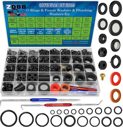 1000 قطعة 18 حجم O Ring Kit + 18 حجم غسالات مطاطية مجموعة متنوعة لصنبور السباكة أنابيب المياه خرطوم الحديقة غسالات رؤوس الدش إصلاح الحشية ووصلات الهواء أو الغاز in Saudi Arabia