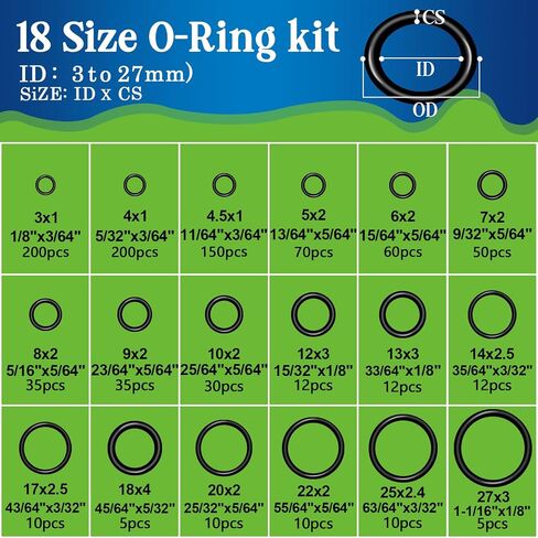 1000 قطعة 18 حجم O Ring Kit + 18 حجم غسالات مطاطية مجموعة متنوعة لصنبور السباكة أنابيب المياه خرطوم الحديقة غسالات رؤوس الدش إصلاح الحشية ووصلات الهواء أو الغاز in Saudi Arabia