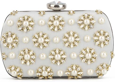 Freie Liebe Women's Beaded Evening Clutch Purses Formal Rhinestone Evening Handbag with Chain for Wedding, Prom, Party in Saudi Arabia