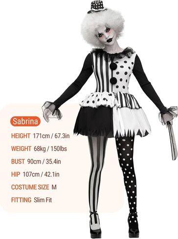 أزياء Spooktacular Creations للنساء البالغات باللونين الأبيض والأسود للمهرج القاتل لزي الهالوين in Saudi Arabia