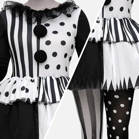 أزياء Spooktacular Creations للنساء البالغات باللونين الأبيض والأسود للمهرج القاتل لزي الهالوين in Saudi Arabia