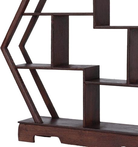 Chinese Wooden Display Stand Decoration Wooden Display Shelf Desk Organizer for Tea Pots Crafts Figurines Flower Pot Miniatures (Hexagon) in Saudi Arabia