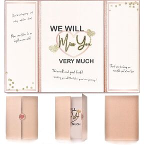 Farewell Party Decorations Guest Book Rose Gold 18"x12" for Women - Unique Goodbye & Going Away Coworker Gift Card - We'll Miss You Signature Board Retirement Party Decorations Gifts for Colleagues
