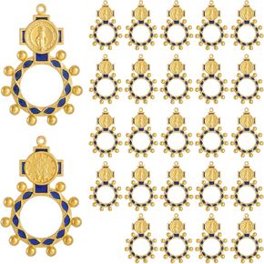 KOMI Finger Rosary Ring Bulk Pack of 24 Pocket Rosary Ring, Prayer Ring for Men Women, Miraculous Medal Rosary Ring Catholic Baptism Confirmation Favors