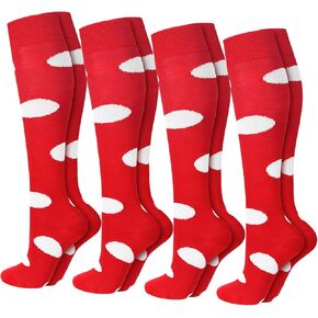 4 أزواج من جوارب الهالوين المنقطة من Jeyiour، جوارب للعطلات فوق الساق، جوارب ضغط مبتكرة للنساء، أحمر in Kuwait