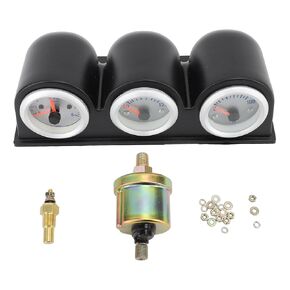 3 in1 Triple Auto Gauge Meter Kit, 3 in 1 Car Gauge Meter Water Temperature Tachometer Oil Pressure Instrument Panel Replacement for 4 6 8 Cylinder Gasoline Vehicle 12V