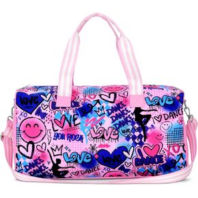 iscream + Corey Paige Designs 17.25" x 10" Duffle Bag with Sturdy Nylon Exterior for Sport and Travel with Adjustable Strap - Sporty Girl