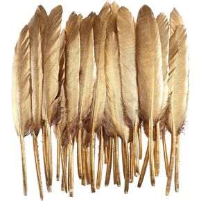 Gold Silver Dipped Goose Feather - 50pcs Colorful Natural Feathers in Bulk 4-6inches Decor for Home Party Wall Decoration Crafts Dream Catcher Supplies Erikord(Black & Golden)