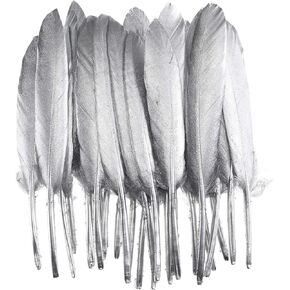 Gold Silver Dipped Goose Feather - 50pcs Colorful Natural Feathers in Bulk 4-6inches Decor for Home Party Wall Decoration Crafts Dream Catcher Supplies Erikord(Black & Golden)