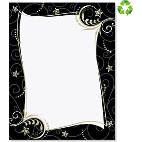 Paperdirect Elegant Gold Happy New Year Celebration Theme Paper Stationery, Border Paper, Letterhead 8.5 x 11, 25 sheets, Elegant Premium Writing Paper, Decorative Printer Paper