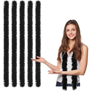 5pcs Feather Boa - Green 5 Ft Artificial Fluffy Boas Bulk for Wedding Birthday Tea Party Christmas Costume Decor