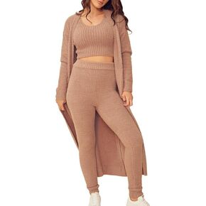 Women's Jet Setter Cozy Oufit Sweater Lounge Set Sweatsuit with Cardigan w/Pockets