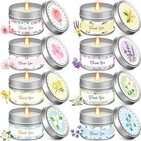Zhengmy 8 Pcs Christma Thank You Appreciation Gifts Scented Candles Set 2.47 oz Aromatherapy Stress Relief Candles Birthday Gifts for Women Mom Teacher