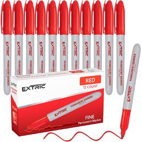 EXTRIC Permanent Markers Black, 12 Count Fine Point Markers, Quick Drying, Works on wood, Paper, Plastic, Metal and Glass, for Home, Office and School use
