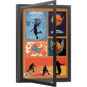 Lockable Outdoor Enclosed Bulletin Board, Weatherproof Cork Noticeboard with Locking Door, Wall-Mounted Aluminum Framed Display Case for Messages,36x24in (5xA4) (Black Frame & Grey Felt, 44x32 in)
