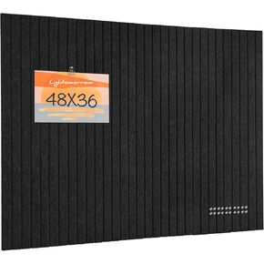 Large Bulletin Board, 48 x 36 inches Felt Board Decorative Pin Board, 4' x 3' Cork Board Alternative for Wall, Foldable Photo Board with 20 Pushpins - Oatmeal Stripes