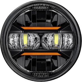 AUDEXEN 5.75" LED Headlight for Harley, Amber Signals & White DRL Round 5.75 Inch Motorcycle Headlight Compatible with Dyna Sportster Softail Iron 883 Street Bob Street Rod Super Wide Glide, Black