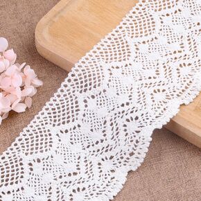 8 Yards x 3 Inch Lace Ribbon Vintage Lace Trim Crochet Cotton Lace Edge for Christmas Package DIY Sewing Wedding Bridal Dress,Costume,Crafts and Sewing (Beige, 3IN x 8 Yards)