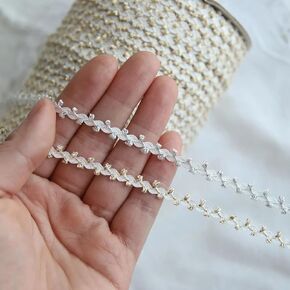 5mm/0.2" Tiny Rickrack Trim, Lace Trim Decorate, in White Gold and Silver Colors, Sewing Craft Supplies, Perfect for Doll Clothes (2 Yards)