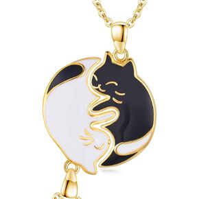 Cat Friendship Necklace For 2，S925 Sterling Silver Bff Necklace For 2，Cat Couples Necklace，Cat Matching Necklaces For Best Friends，Cat Matching Jewelry Gifts For Friends Couples Relationship