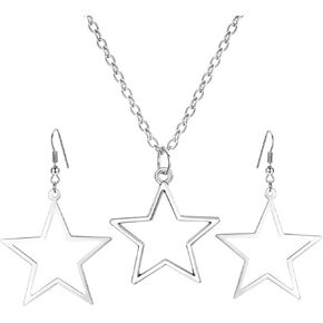 Atiptu Star Pendant Necklace for Women,Gothic Boho Y2k Star Necklace Simple Hollow Star Pendant Necklace Earrings Set,Necklace Jewelry Y2k Accessories (A)