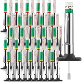 50 Pcs Tire Tread Depth Gauge 32nds 25mm Color Coded Tire Depth Gauge Tool, Tire Tread Depth Accurate Measure Tools Tread Depth Metric Gauges for Car Trucks Various Vehicle, White and Green