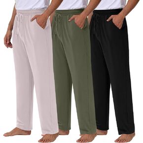 Neer 3 Pack Baggy Sweatpants for Men Knit Lightweight Lounge Pants Straight Leg Pajama Pant with Pocket
