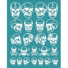 OLYCRAFT 4x5 Inch Skull Pattern Clay Stencils Skull with Rose Silk Screen for Polymer Silk Screen Stencils Mesh Transfer Stencils Mesh Stencil for Polymer Clay Jewelry Making
